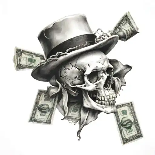 Skull Chewing Money Falling