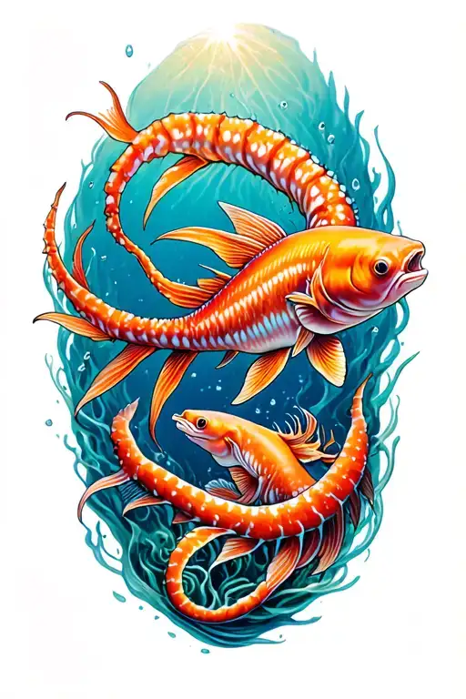 Under Water Sea Creatures Intertwined