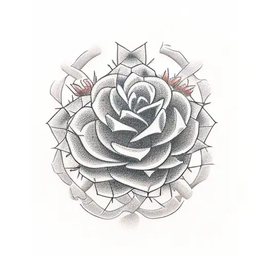 Western Horse Shoe With Cacti And Flowers