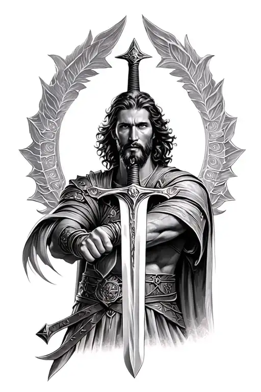 Christain Warrior Wielding A Sword