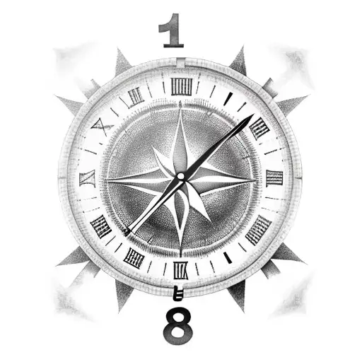 Soldier Silhouette With Clock And Compass Background