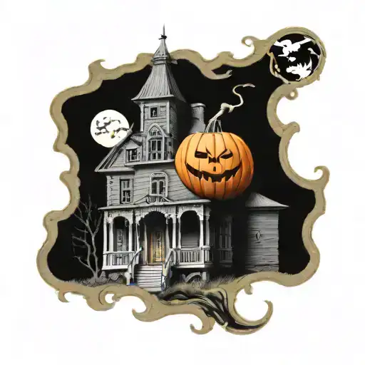 Haunted House With Melting Pumpkin