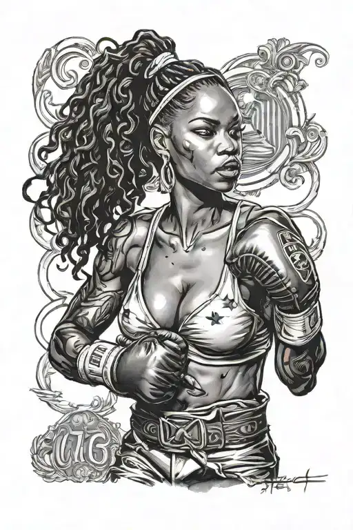 Black Woman Boxing Wraps Sexy Woman