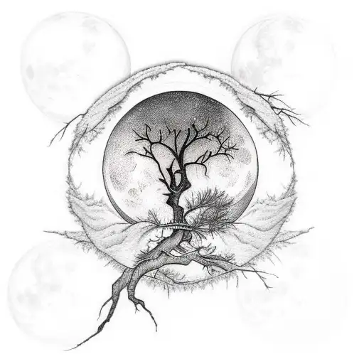 Raven With Tree And Moon