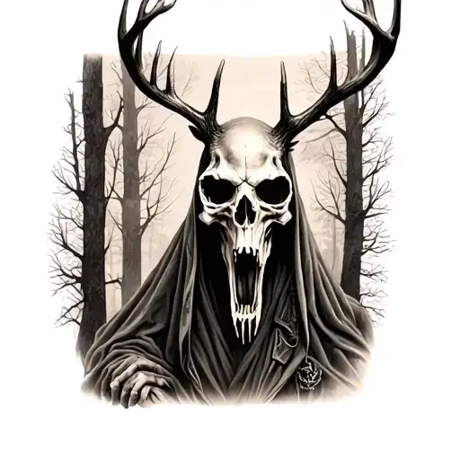 Grim Reaper With Deer Skull Face