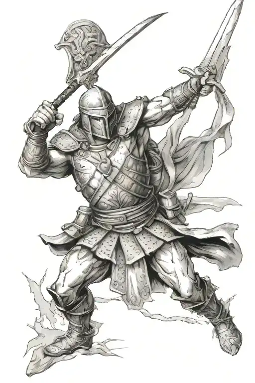 Battle Worn Warrior Wielding