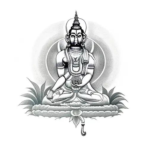 Hanuman Meditating Under A Bodhi Tree