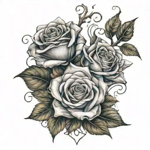 Rose Vine With Three Flowers