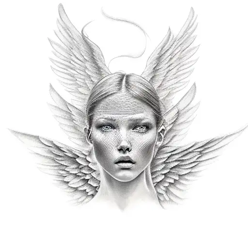 Angel With Wings Faded Grey