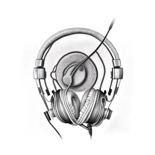 A Realistic Portrait Of A Turtle Wearing Headphones And Listening To Music