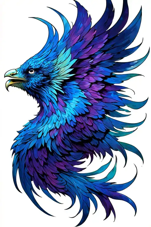 Feminine Blue And Purple Phoenix Rising