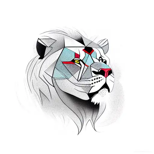 Geometric Design With Angry Lion