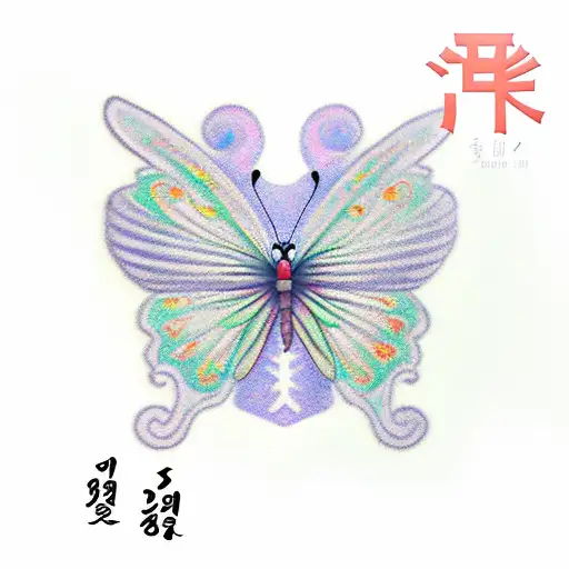 Small Korean Name With Sword Underlining The Name And A Small Butterfly