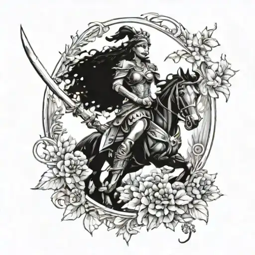 Black Female Warrior In A Fairytale Scene