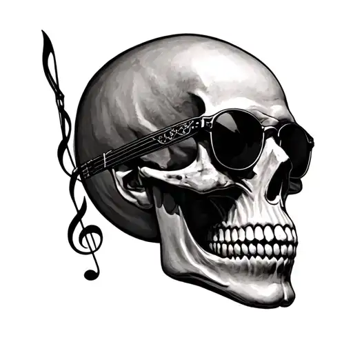 Music Skull With Sunglasses
