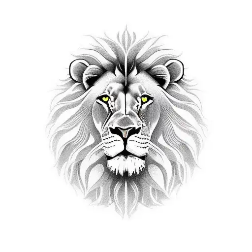 Lion Hiding Ready To Attack With Crown