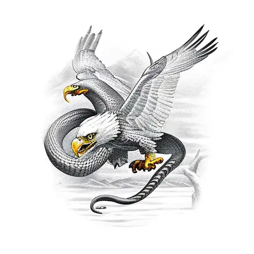 Eagle Hunting Snake Where Snake Comes From Human Skull And Sword