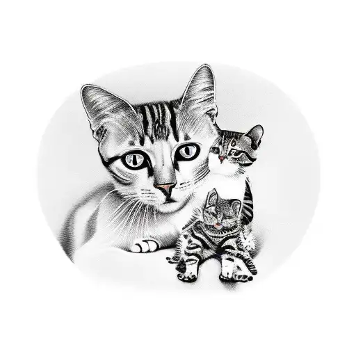 Couch Scene With A Girl Sitting On One Side And A Cat On The Other