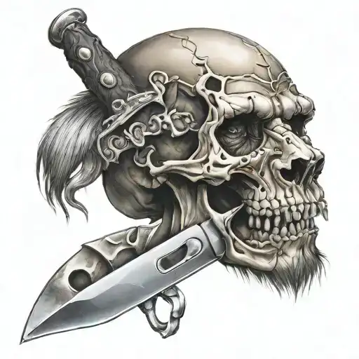 The Skull Of A Lion With A Knife Crossed