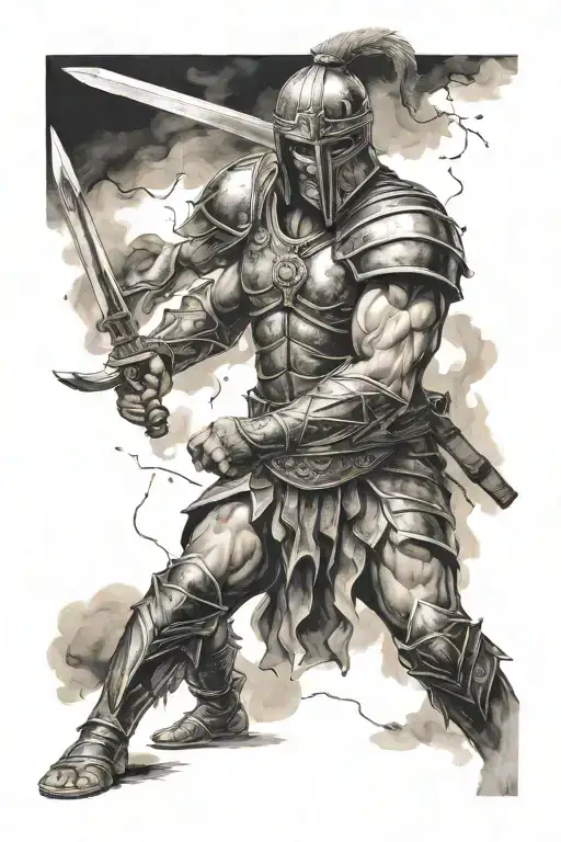 Wounded Gladiator Fighting Dark Figuers