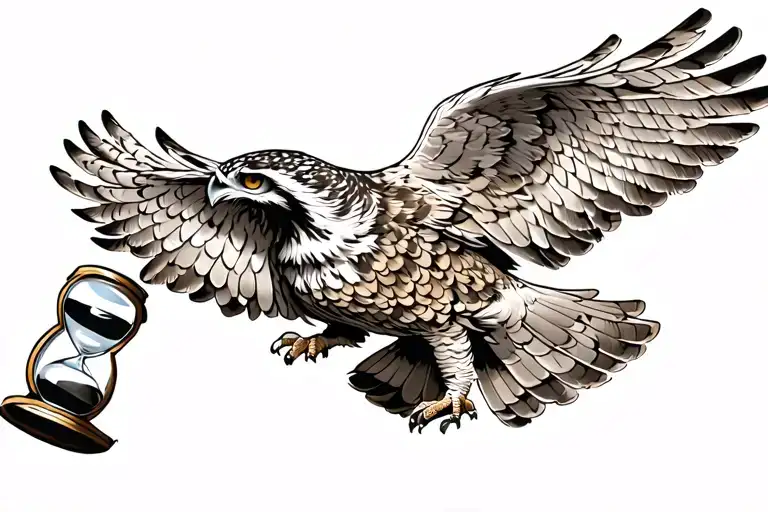 Owl Holding An Hourglass In Its Talons