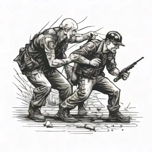 Skinheads Fighting With Police