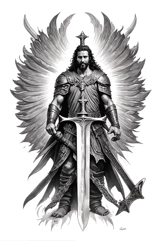 Christain Warrior Wielding A Sword