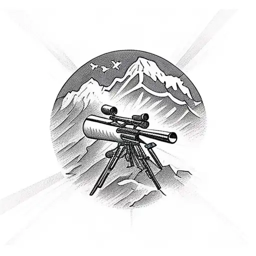 A Sniper Aiming Through A Scope With A Mountain Range As The Backdrop