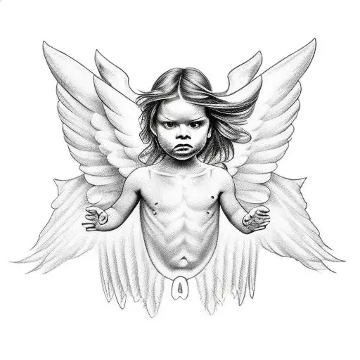 Half Devil And Angel With Wings Back