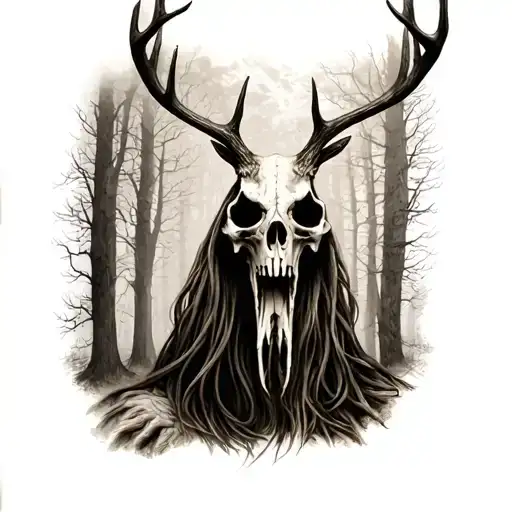 Reaper With Deer Skull Face