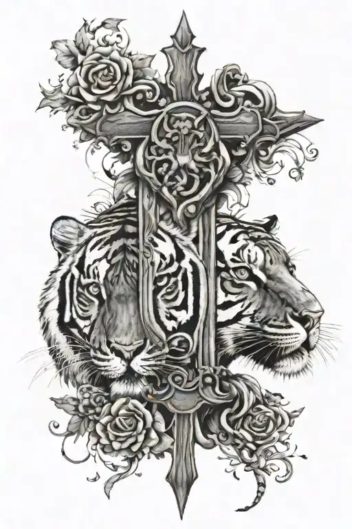 Tiger And Catholic Cross