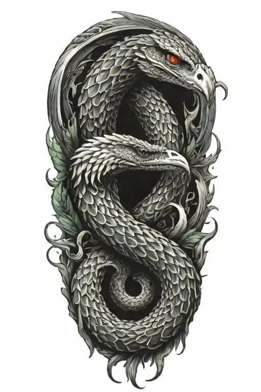 Phenix Wrapped By A Snake