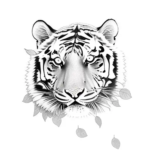 Tiger With Leaves On Forearm