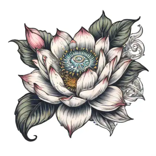 Lotus Flower With A Turbo From A Car With Color