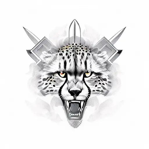 Cheetah Imposing Sword And Shield