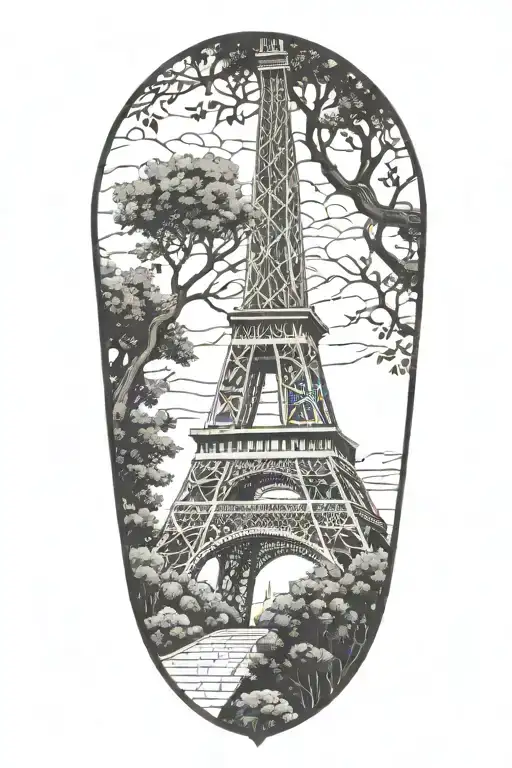 The Eiffel Tower Intertwined With Lebanese Cedar Trees