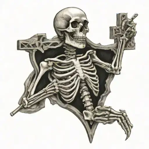 Skeleton Holding An Christian Cross