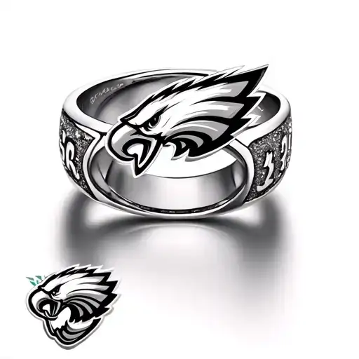 Realistic Philadelphia Eagles Super Bowl 52 Ring Black And White
