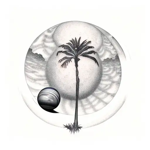 Large Palm Tree With Planets