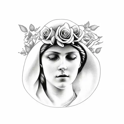 Virgin Mary Surrounded By Roses
