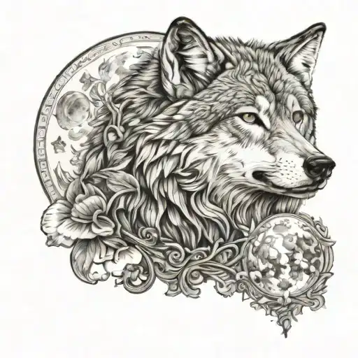 Partnertattoo Wolfface With Moon Made