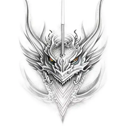 Feminine Black And Blue Nordic Dragon With An Ax Shoulder Piece