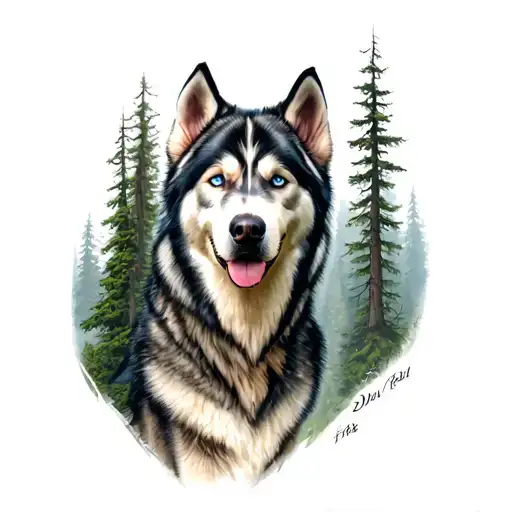 Husky And Forest