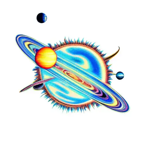 Palm Tree With Planets Around It