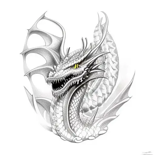 Realistic Feminine Nordic Dragon Shoulder