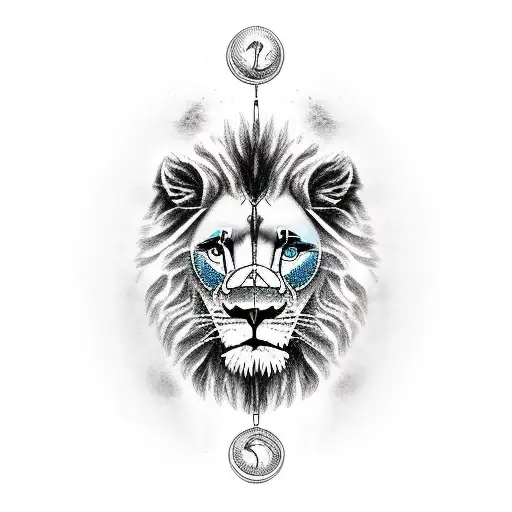 A Lions Head With Musical Background