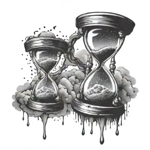 Hour Glass Falling Into The Universe Coming