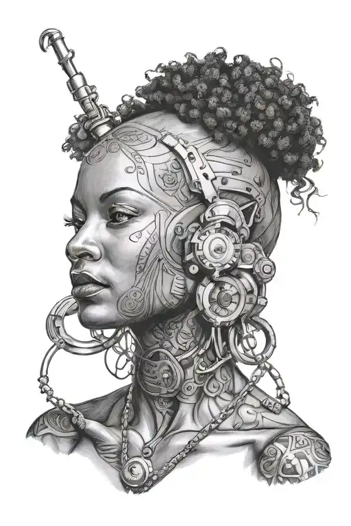 Sexy Beautiful Black Woman No Hair Working Out