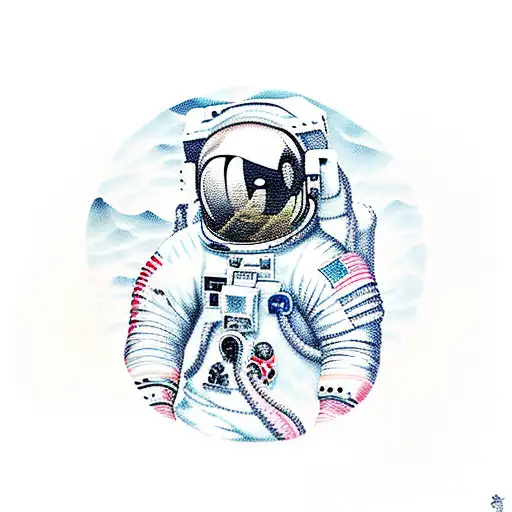 Astronaut Reflected In Lake