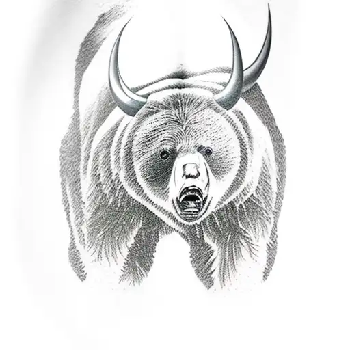 Bear Fighting With Bull